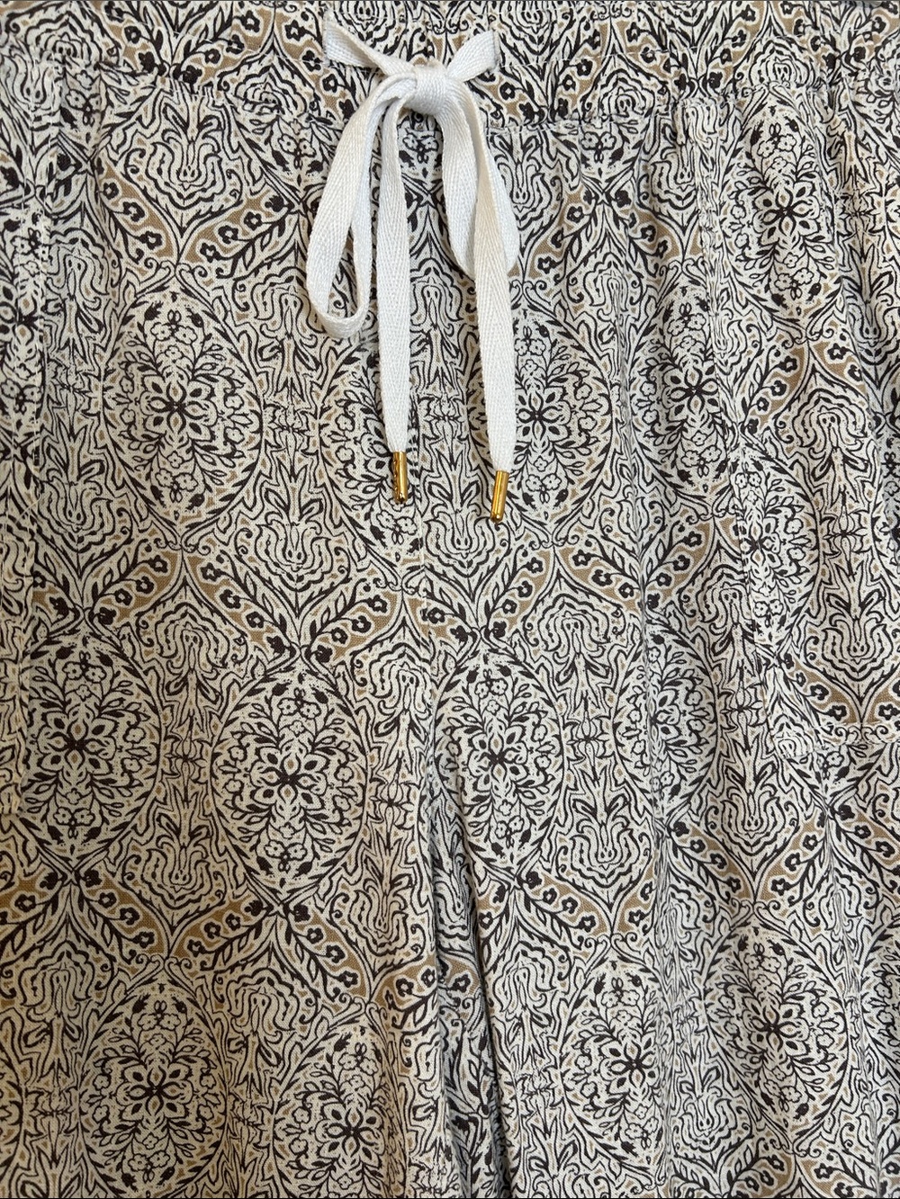 Land ‘N Sea Linen Blend Neutral Drawstring Crop Pants Size Large - Picture 3 of 9